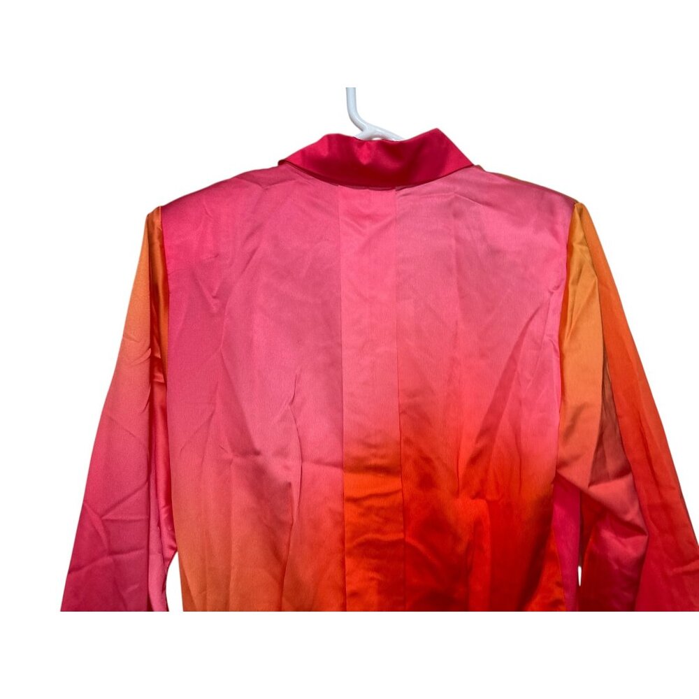 Ronny kobo Jones dress Women Medium Orange Sunset Mini Long Sleeves Button Down - Picture 14 of 16
